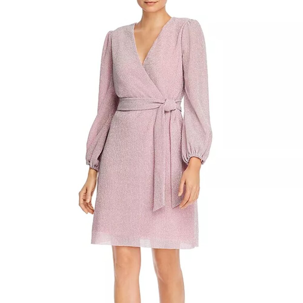 Sam Edelman Pink Wrap Dress with Bishop Sleeves